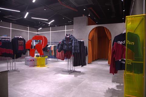 Interior of Red Run store, Liverpool One, showing products on display